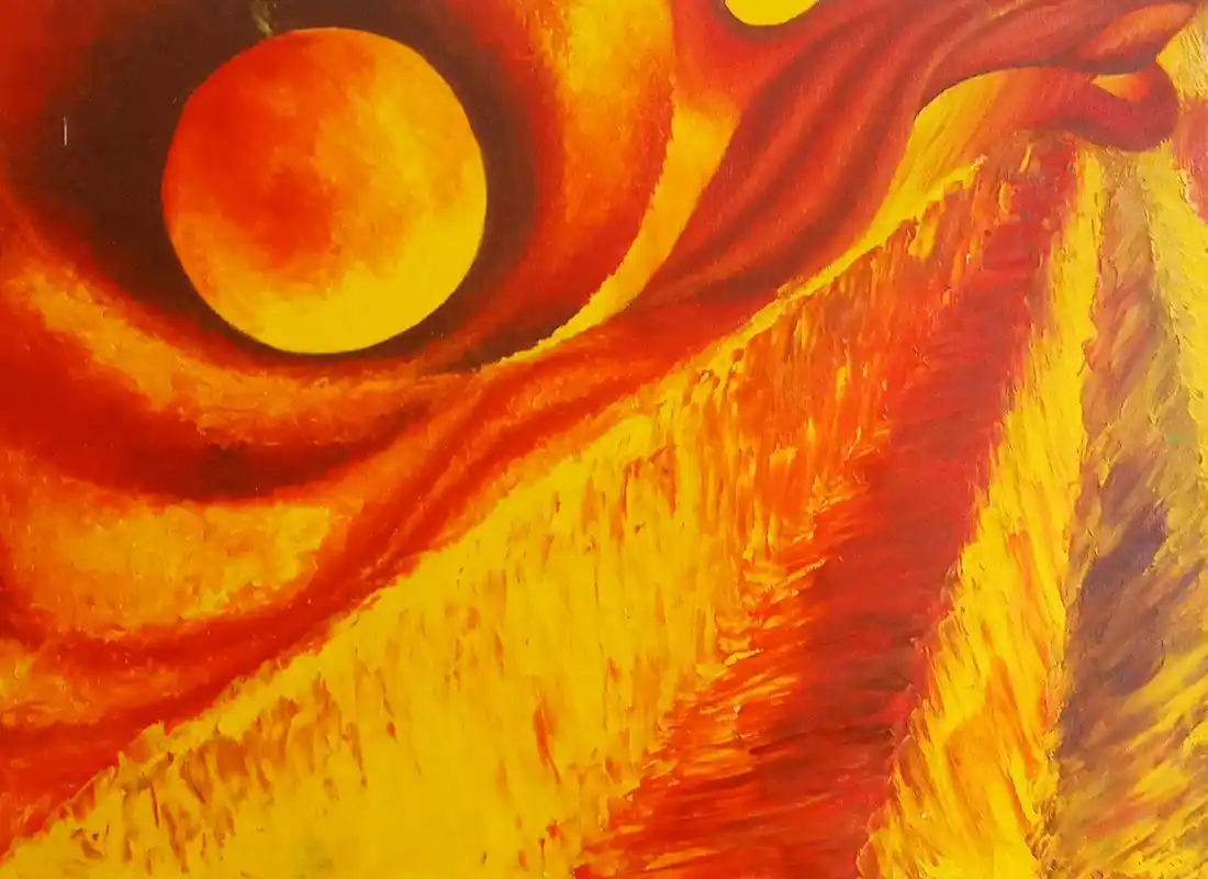 dipinto di arte astratta intitolato 'luna e sabbia' della illustratrice Elisabetta Gentiloni